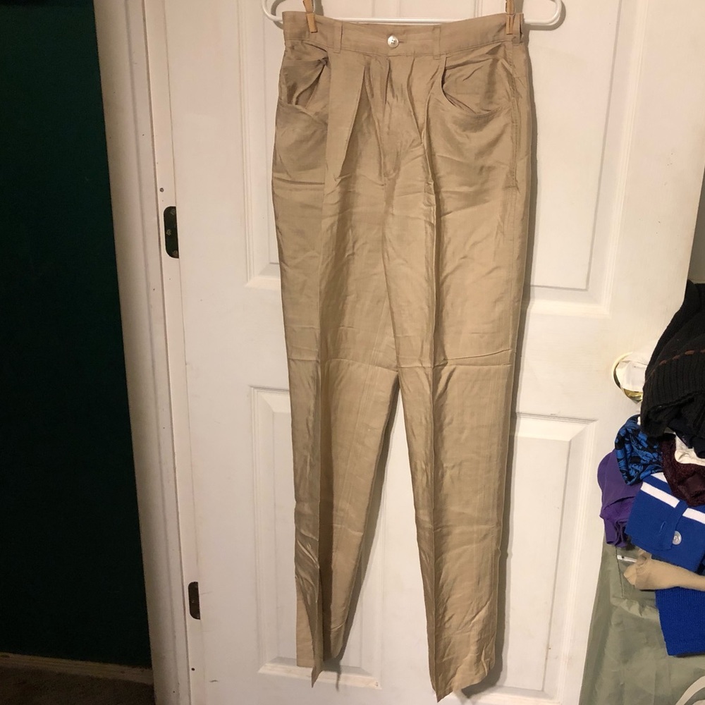 Jones New York 100% Silk Tan Pants
